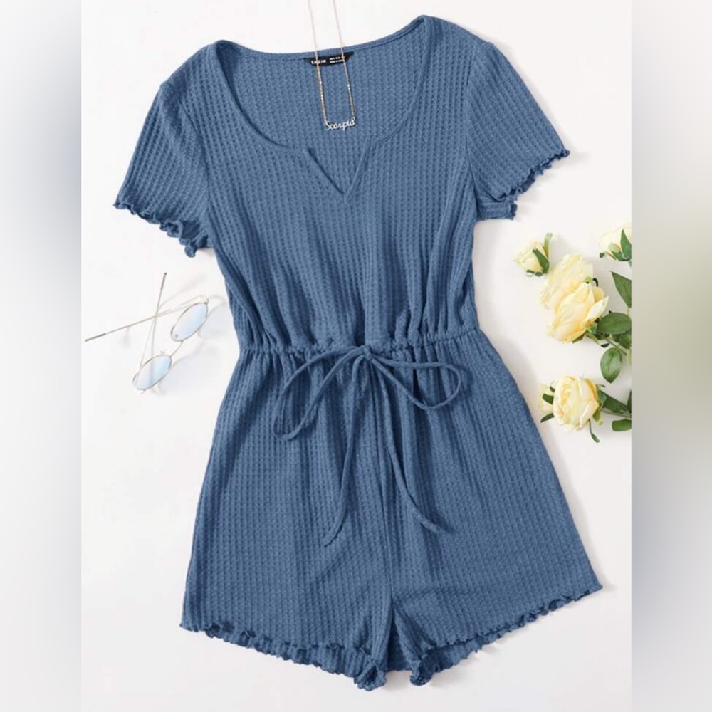 SHEIN Blue Short Sleeve Romper
